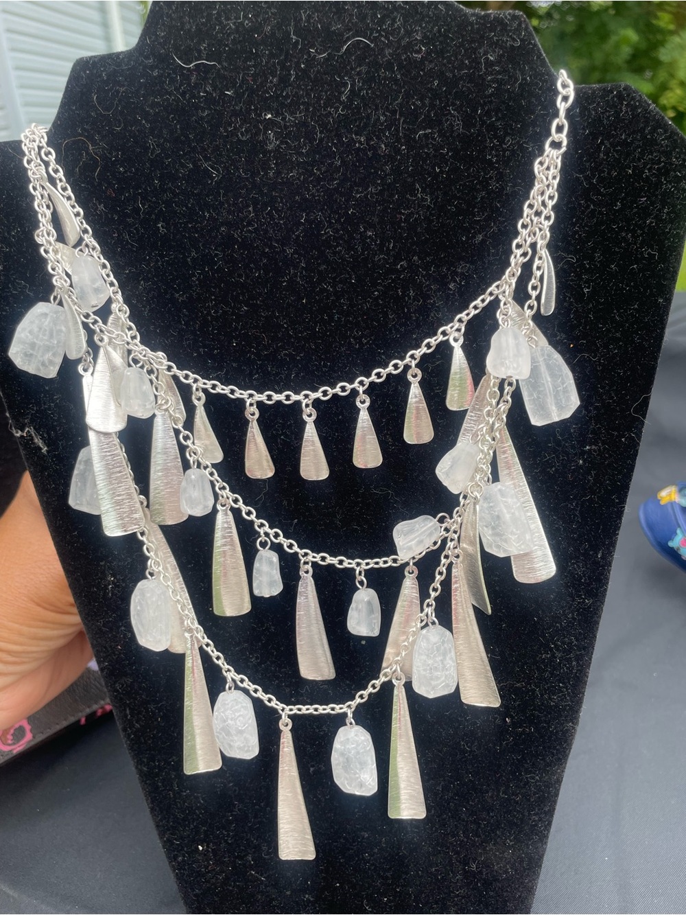 Three tier silver necklace